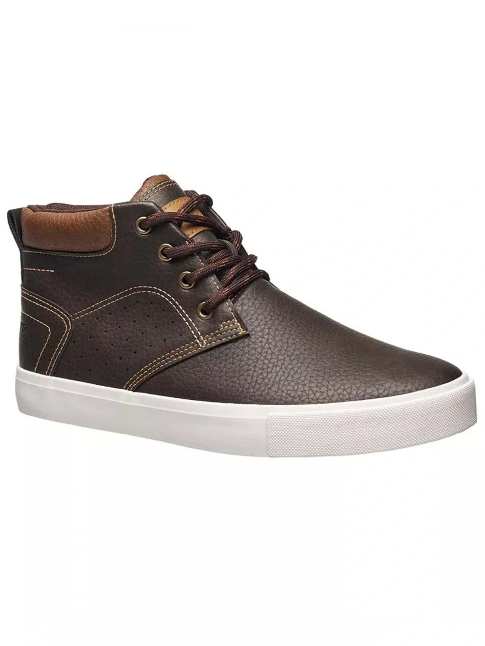Lucky Brand Brown Leather-Textured‎ Chukka Boot with White Sole